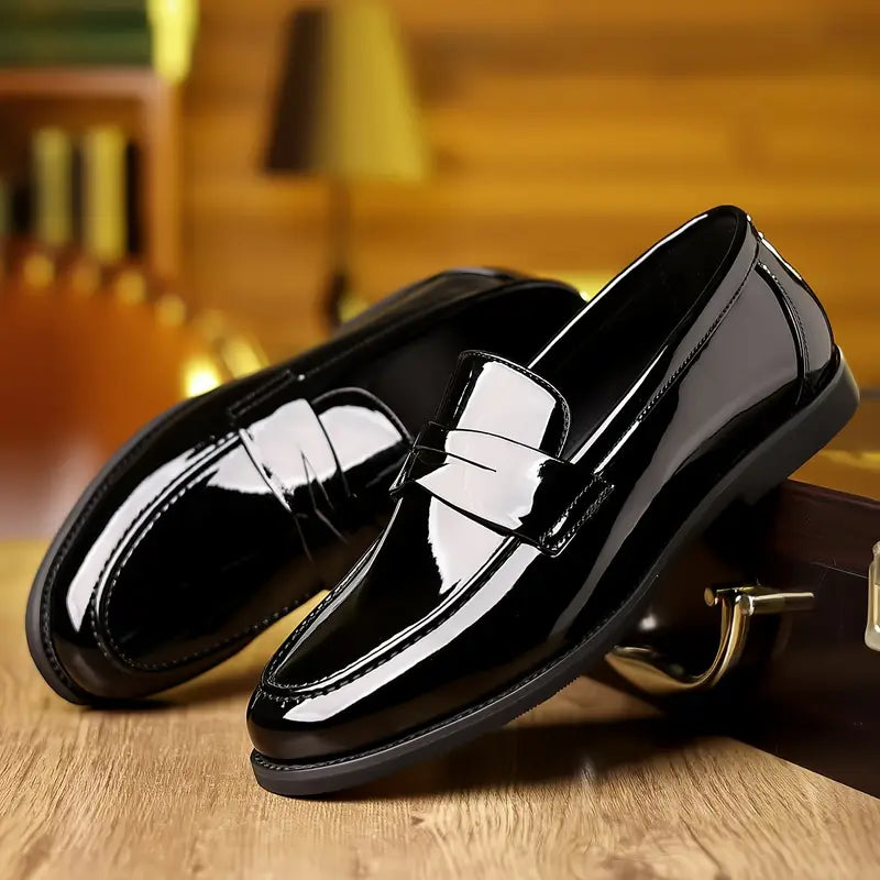 Clarence Glossy Men Durable Leather Loafers