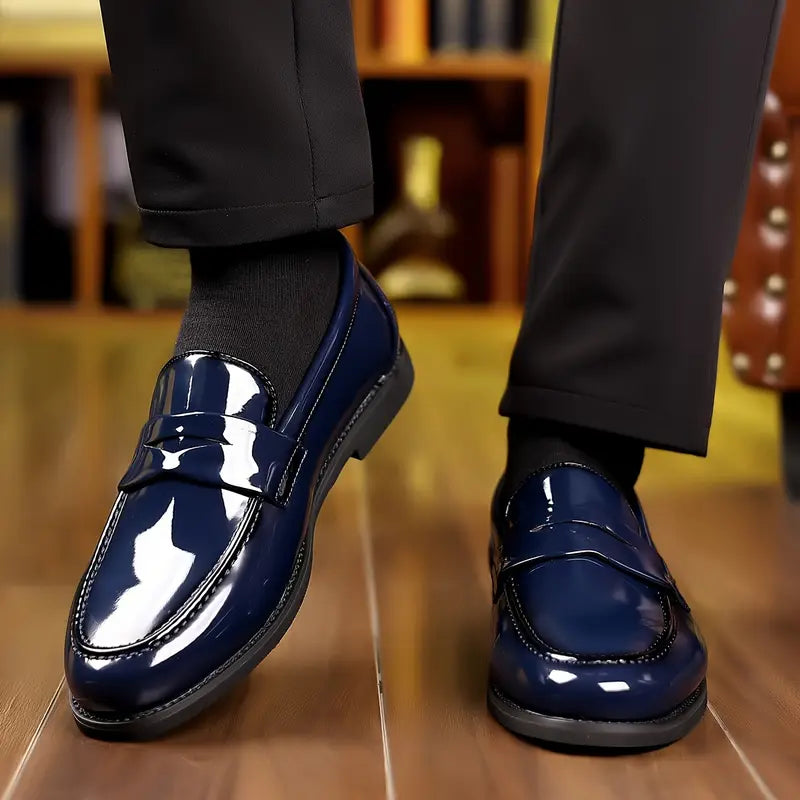 Clarence Glossy Men Durable Leather Loafers