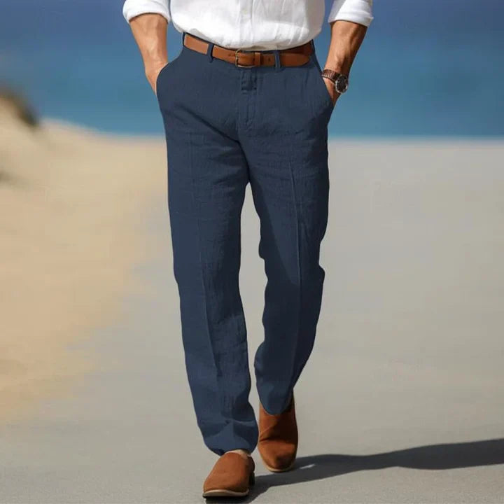 Men’s Linen Summer Pants – Lightweight Relaxed Fit Trousers Breathable Natural Fabric