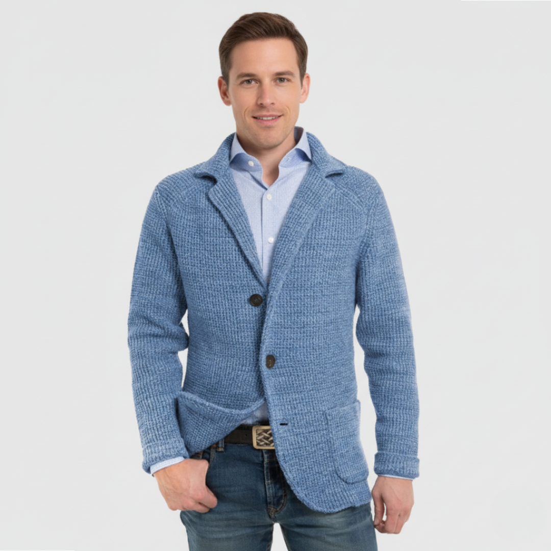 Men’s Honeycomb Knit Blazer – Tailored Soft Jacket | Italian Smart-Casual Elegance