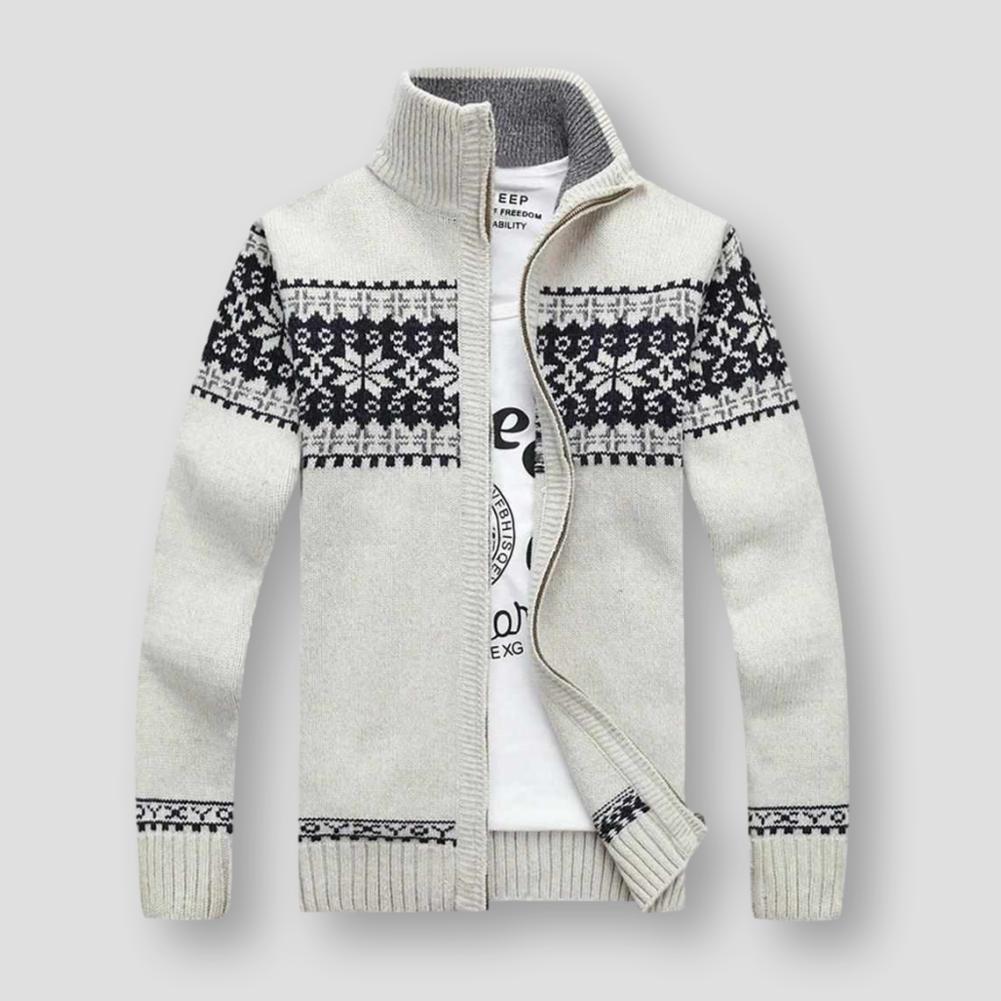 Sky Madrid Iceland Wool Zip Cardigan – Men’s Classic Knit Sweater with Zip Design