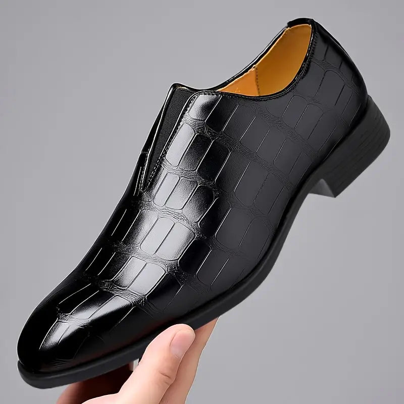 Spraykis | Men's Slip-On Business Casual Shoes – Low-Top Square Toe with Gradient Design