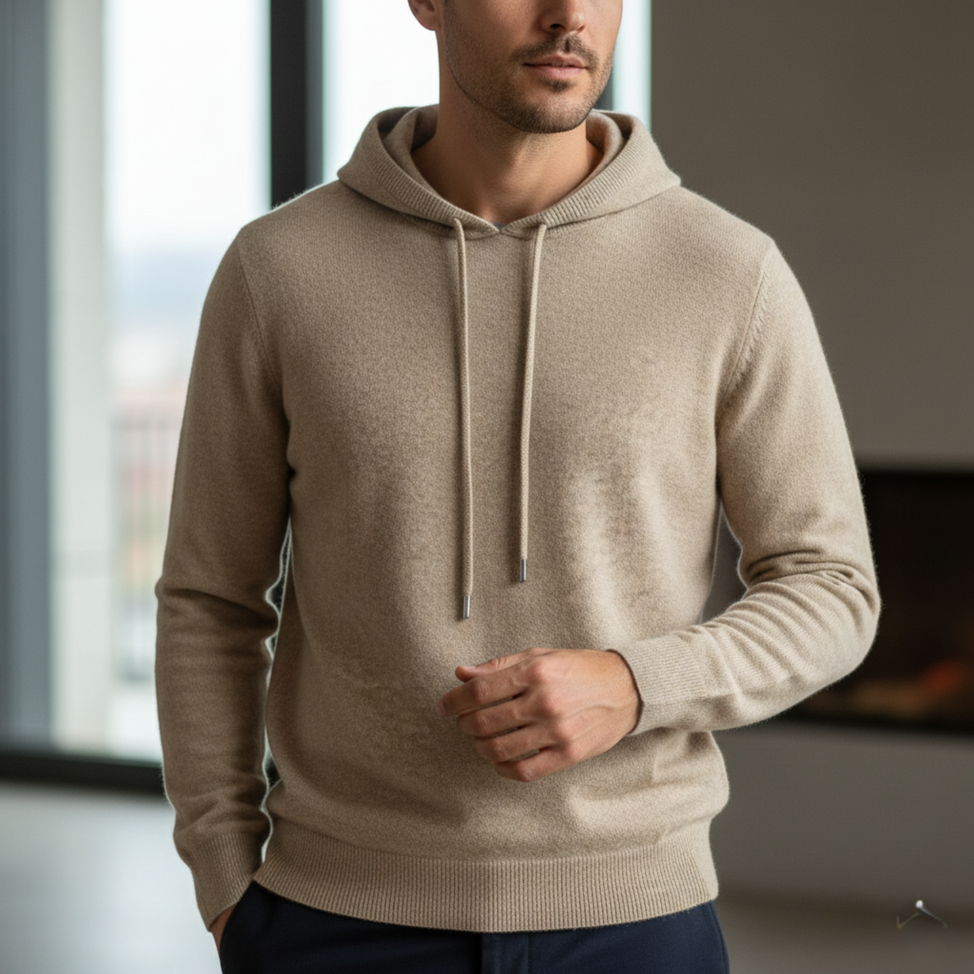 Solorfit Men’s Cashmere Hoodie – Luxury Soft Knit, Warm Lightweight Comfort
