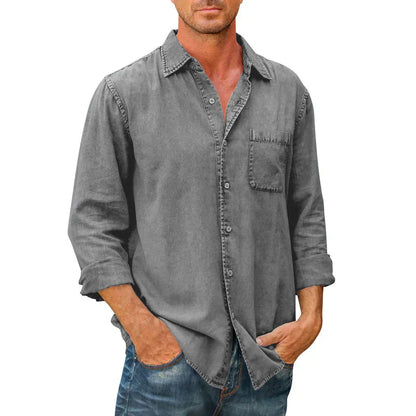 Men's Long Sleeve Denim Button Down Shirt