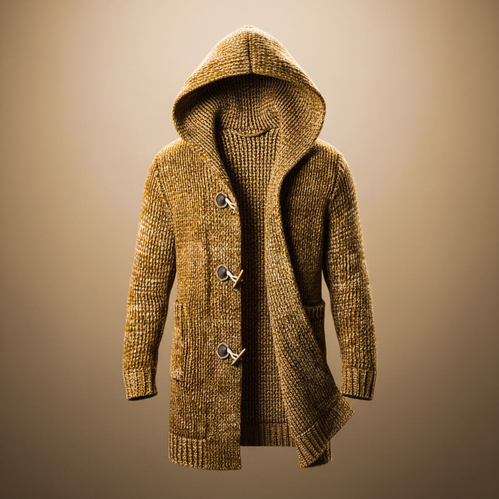 Adrian Wool Knit Hooded Men Cardigan