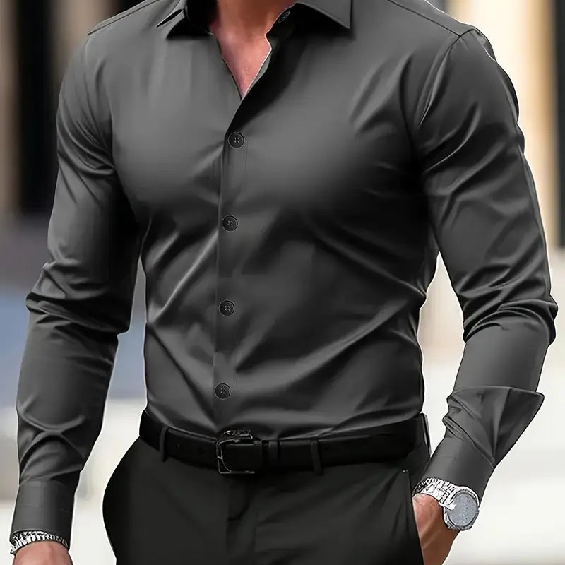 Men’s Formal Dress Shirt – Long Sleeve Ceremony Shirt – Classic Elegant Style for Events