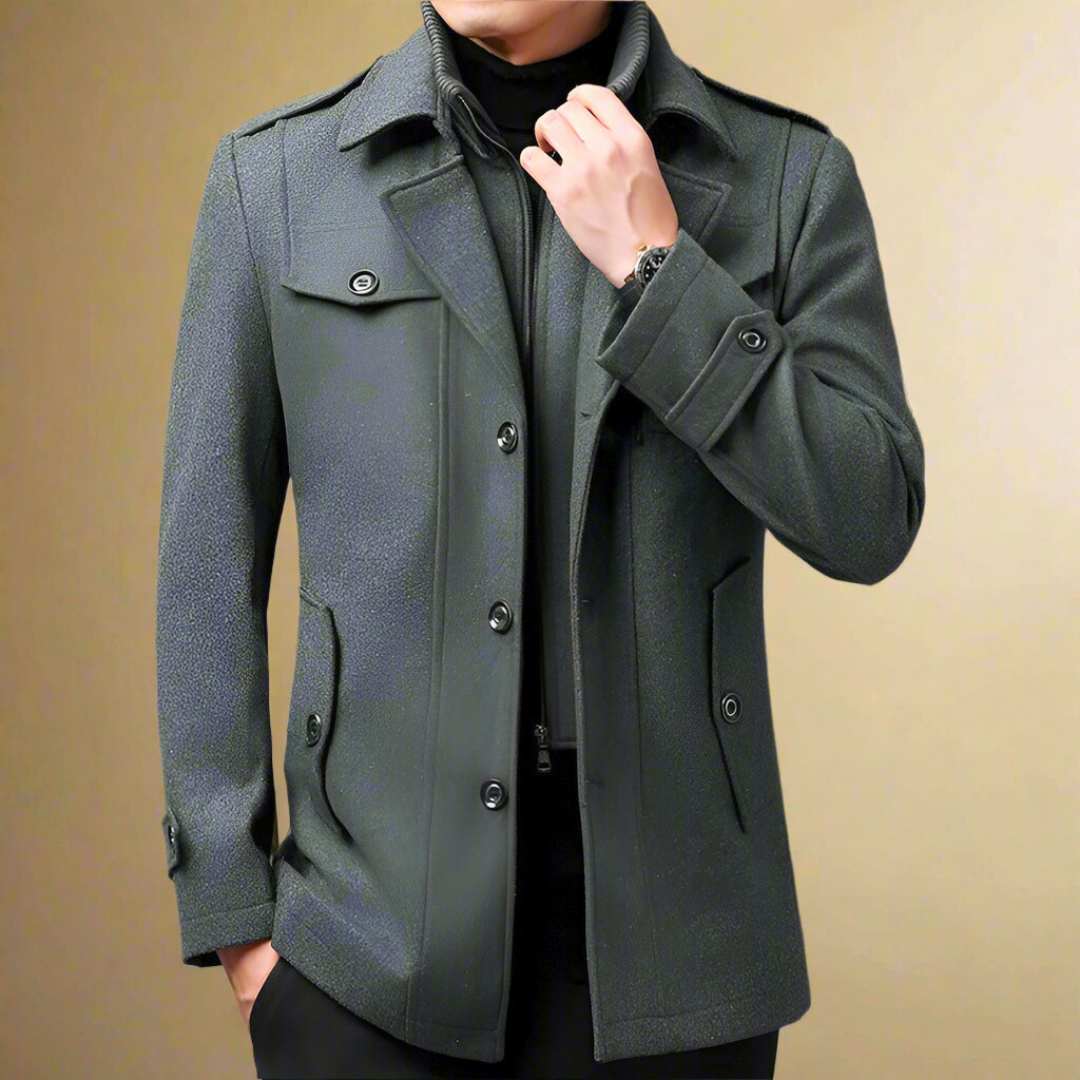 Massimo Men’s Trench Coat – Classic Long Overcoat | Timeless British Elegance