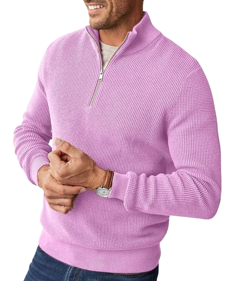 Gentleman's Waffle Half-Zip Knit Sweater