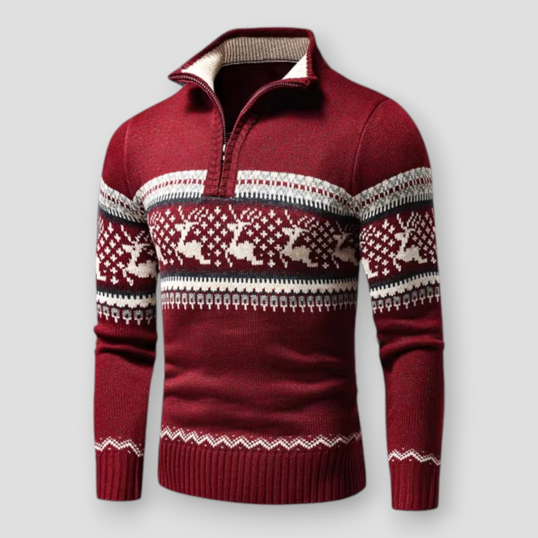 Sky Madrid Rocklin Knitted Zip Sweater – Men’s Classic Crew Neck Knit Pullover
