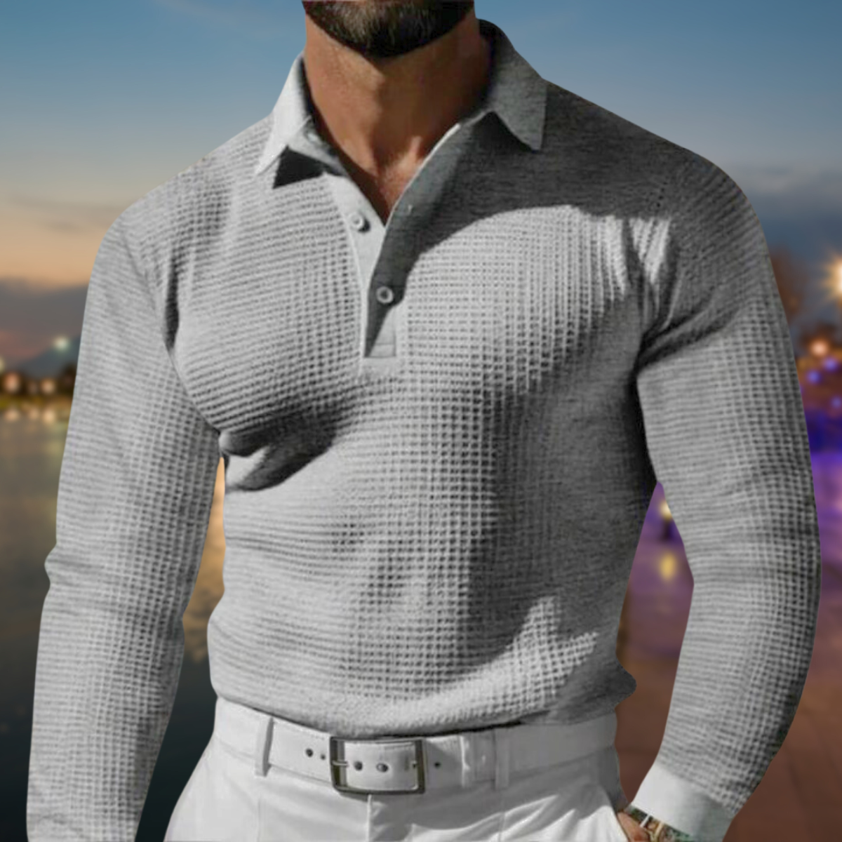 Men’s Polo Sweater – Classic Long-Sleeve Knit with Collar