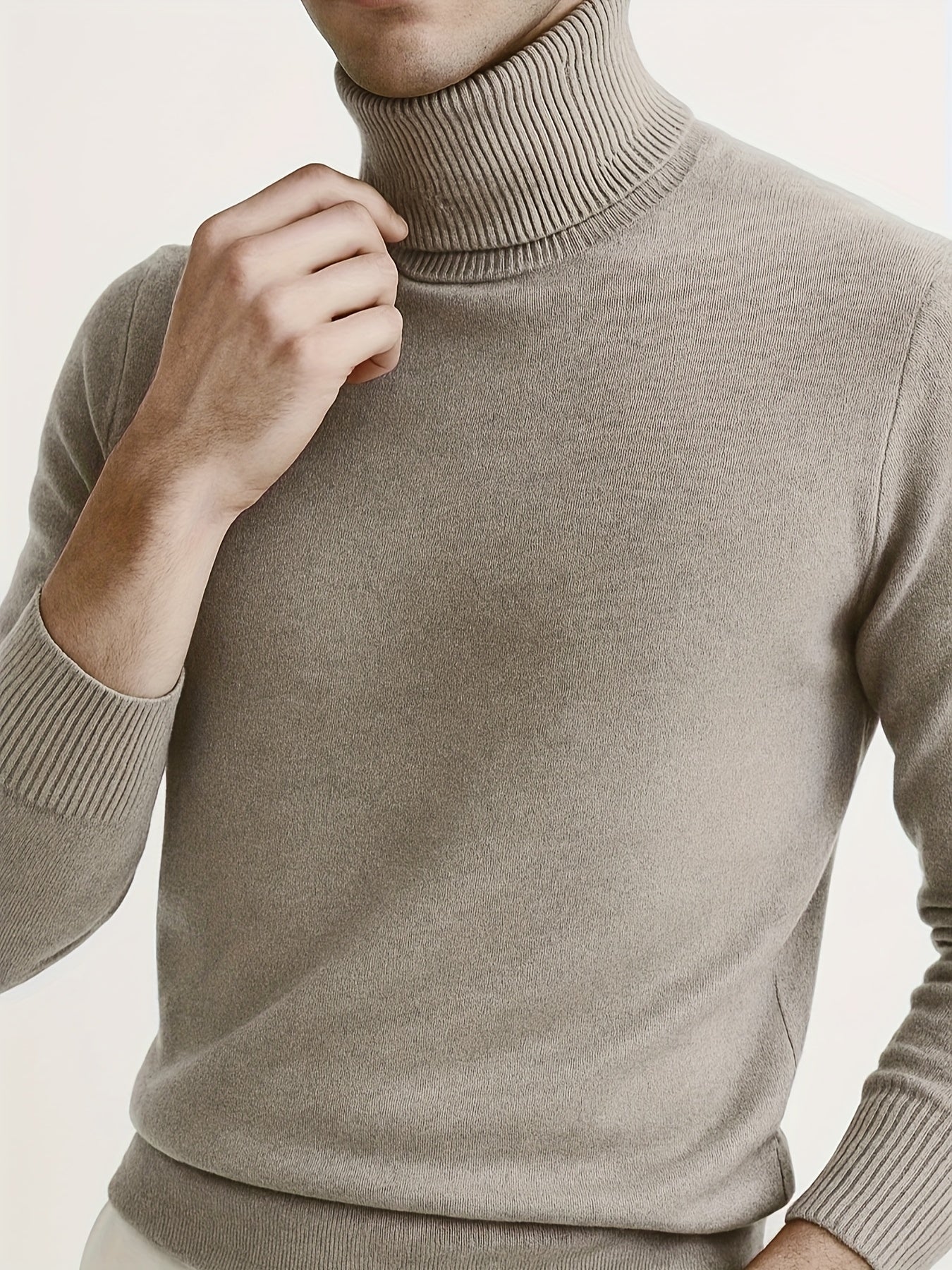Men's Slim-Fit Turtleneck Sweater - Soft Stretch Knit Long Sleeve Pullover