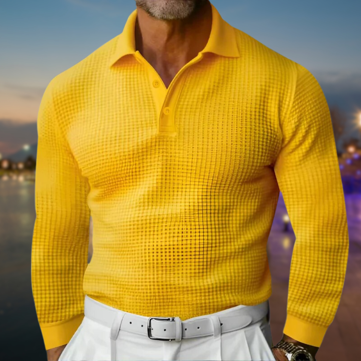 Men’s Polo Sweater – Classic Long-Sleeve Knit with Collar