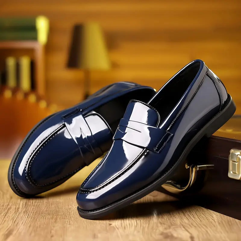 Clarence Glossy Men Durable Leather Loafers