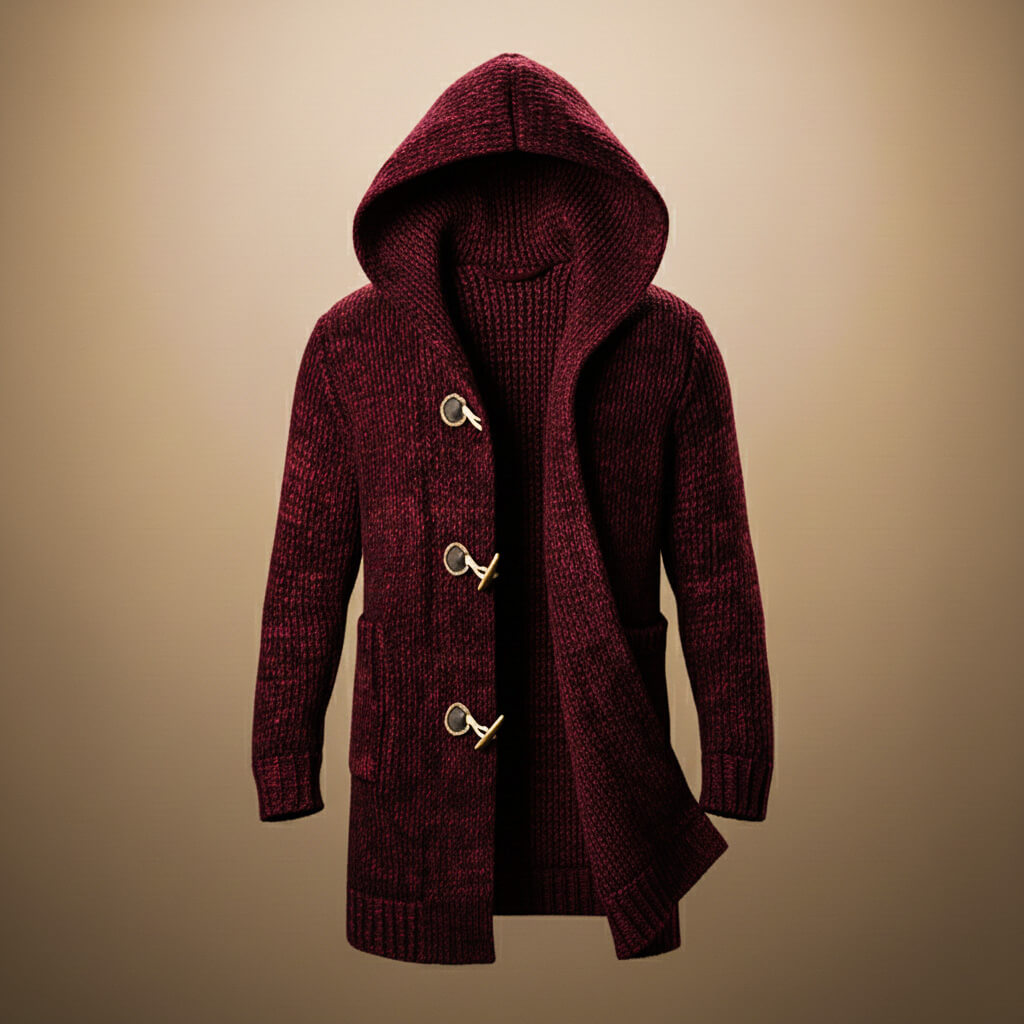Adrian Wool Knit Hooded Men Cardigan
