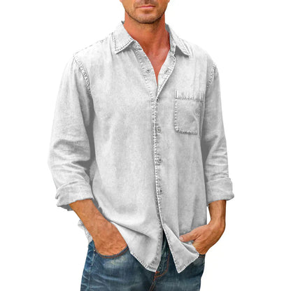 Men's Long Sleeve Denim Button Down Shirt