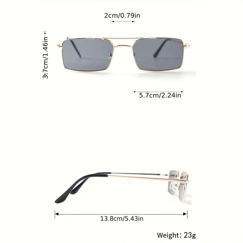 Men's Retro Metal Frame Glasses – Narrow Double Arch Design, Orange-Tinted Lenses, Lightweight Durable Vintage Fashion Eyewear
