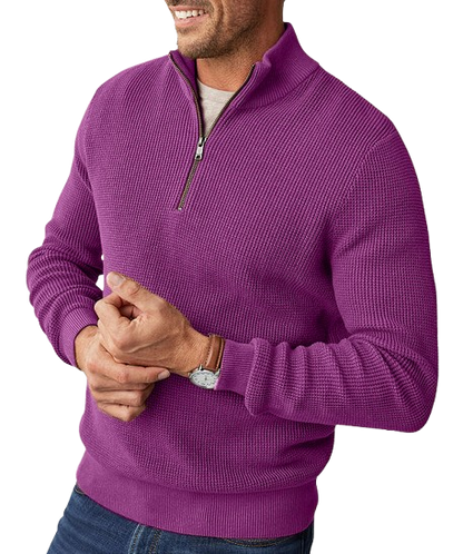 Gentleman's Waffle Half-Zip Knit Sweater