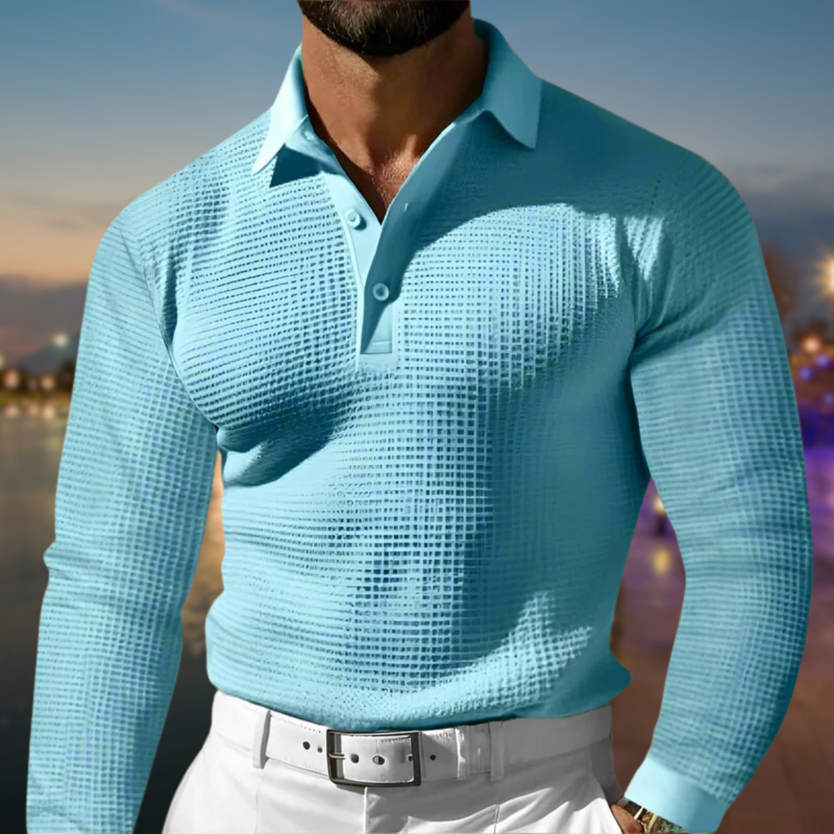 Men’s Polo Sweater – Classic Long-Sleeve Knit with Collar