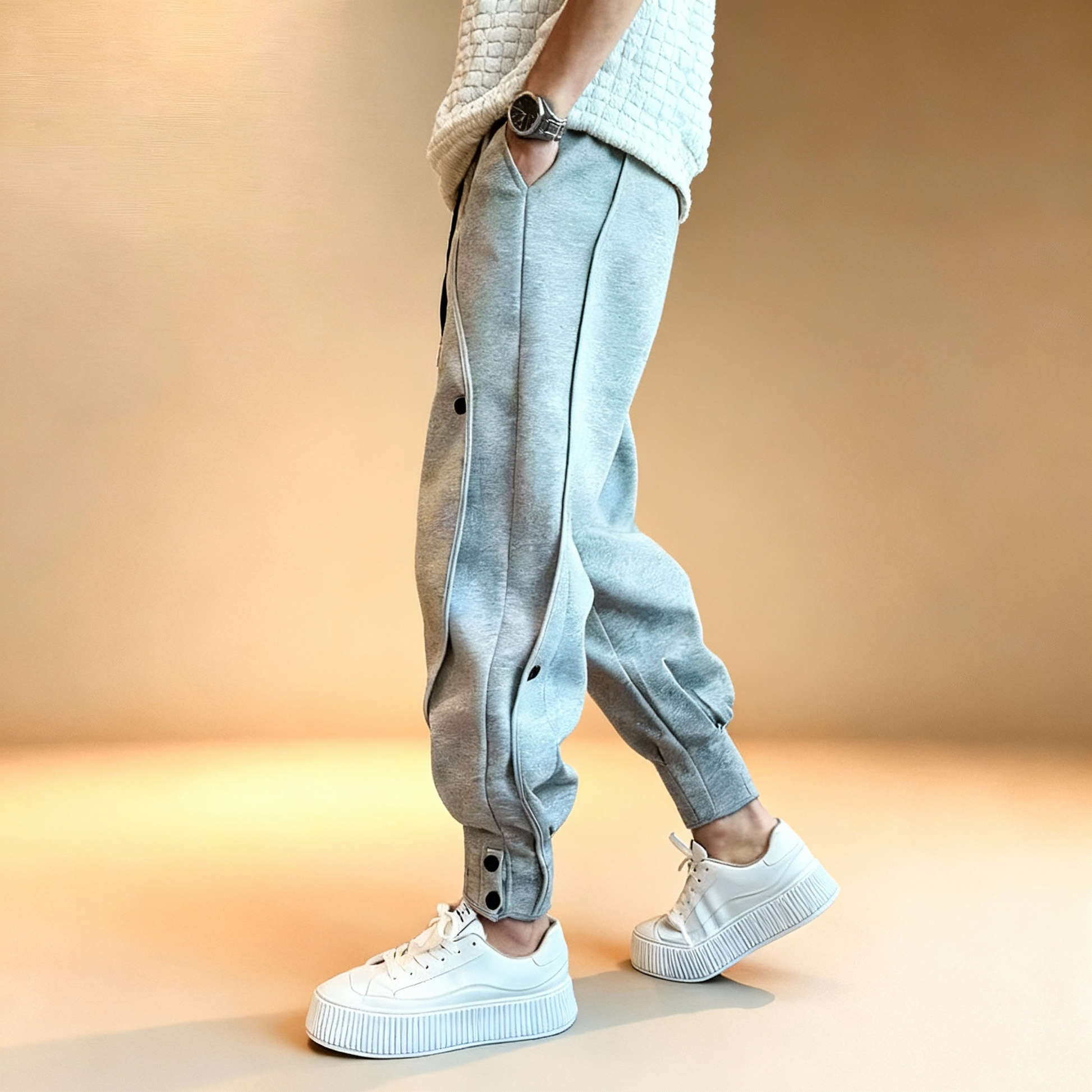 Wave Maker Ankle Cuff Men Drawstring Waist Joggers