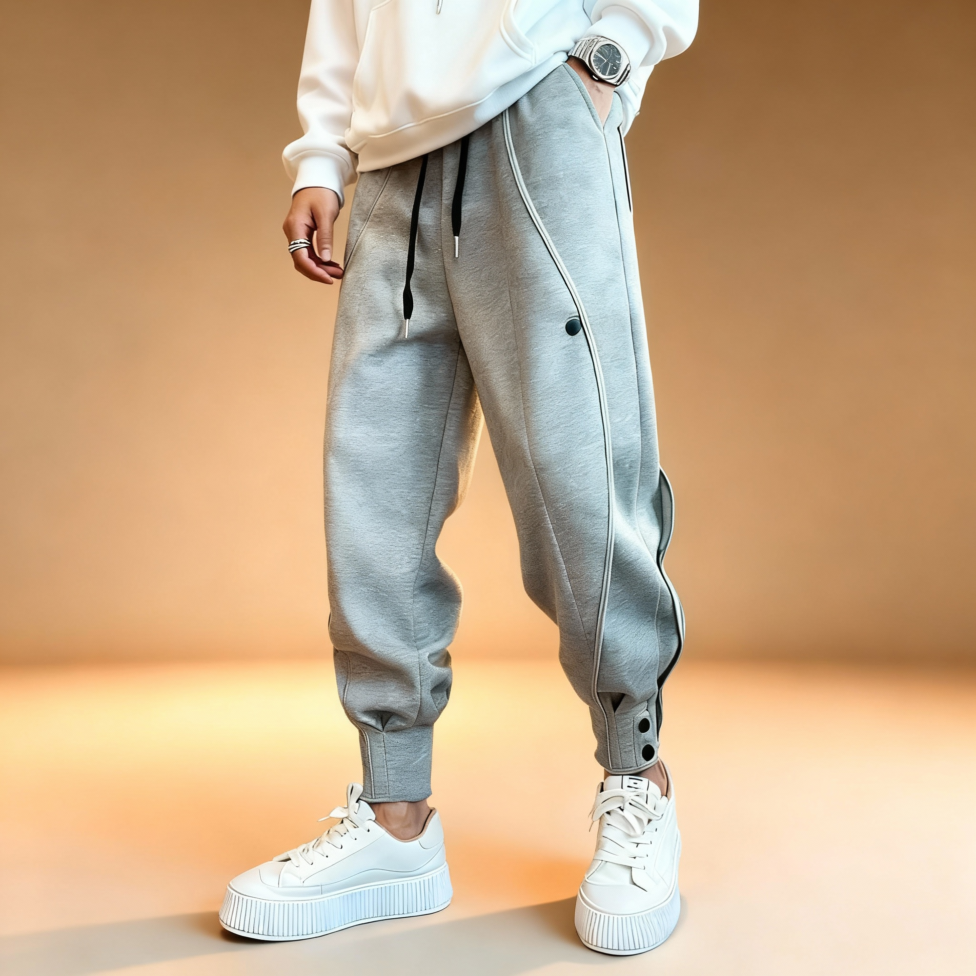 Wave Maker Ankle Cuff Men Drawstring Waist Joggers