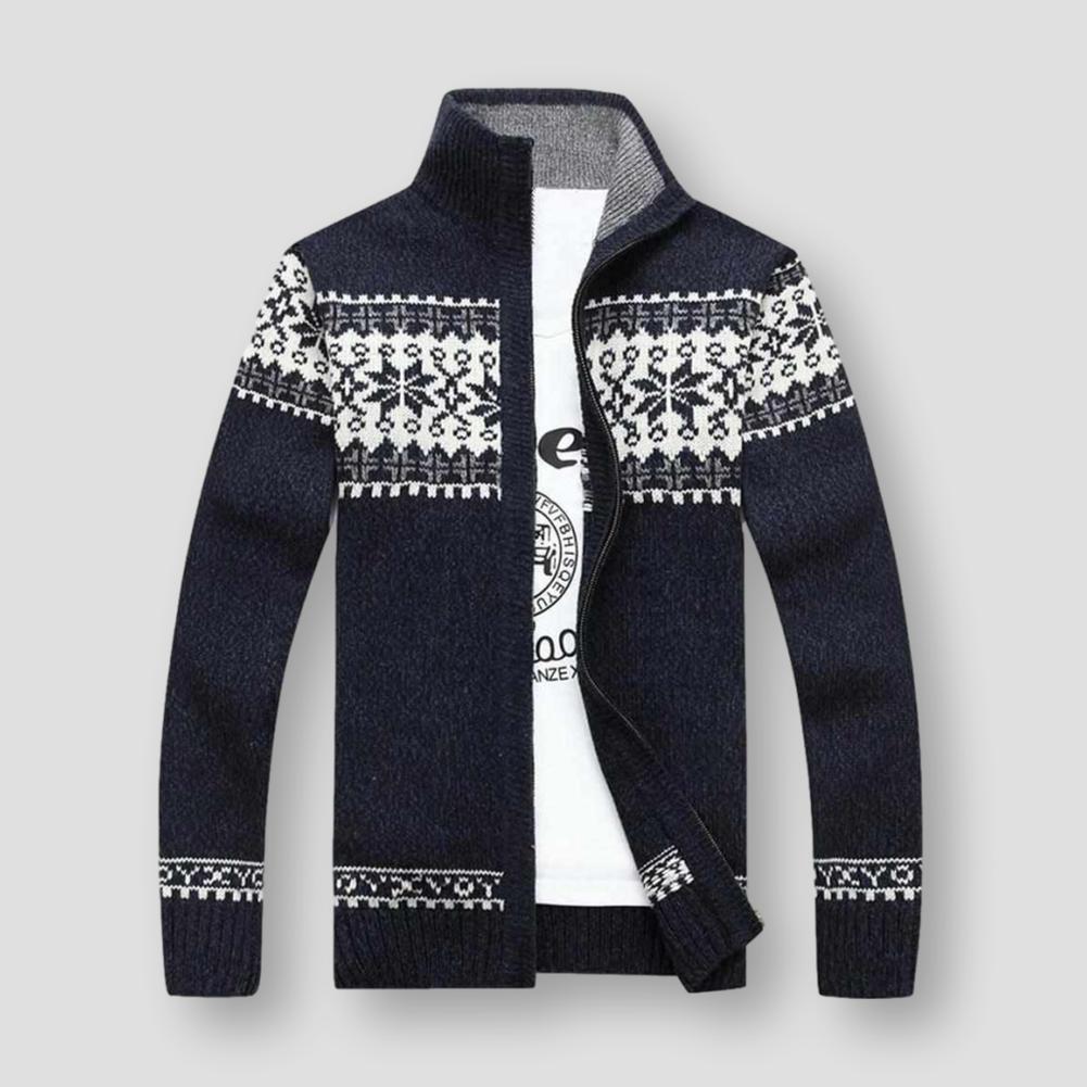 Sky Madrid Iceland Wool Zip Cardigan – Men’s Classic Knit Sweater with Zip Design
