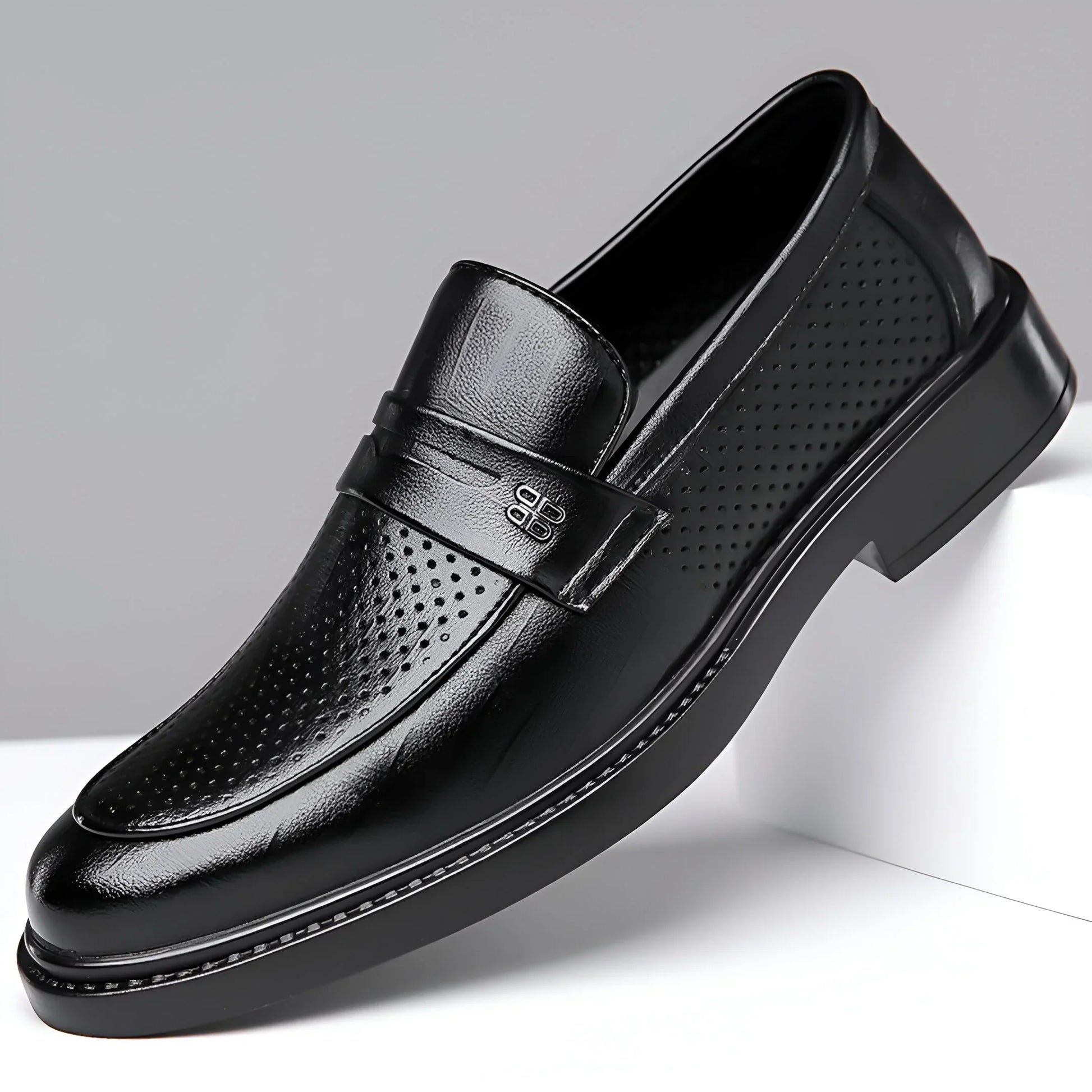 Leonardo Perforated Men Classy Leather Penny Loafers