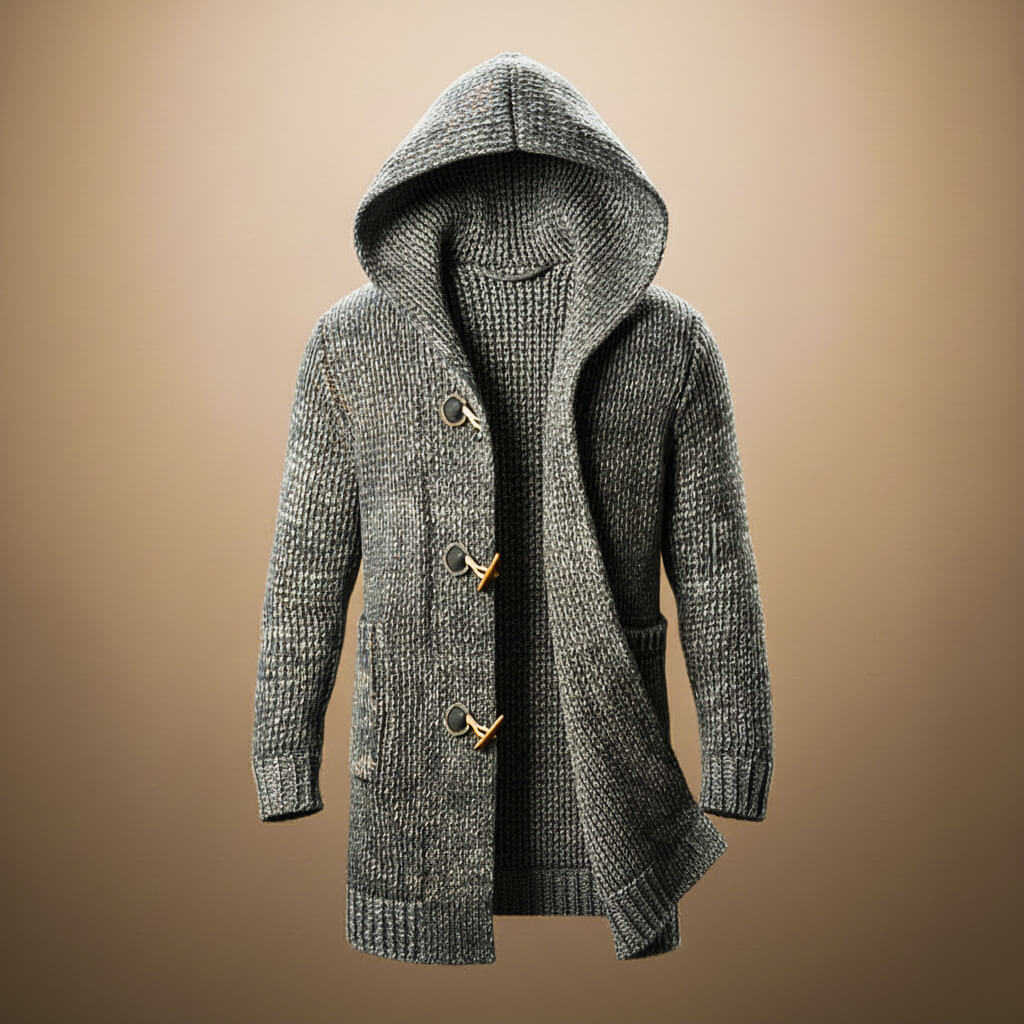 Adrian Wool Knit Hooded Men Cardigan
