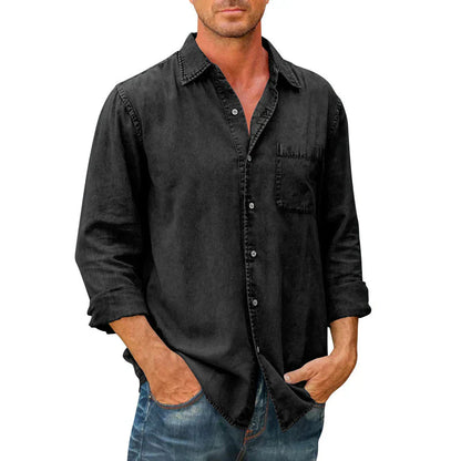 Men's Long Sleeve Denim Button Down Shirt