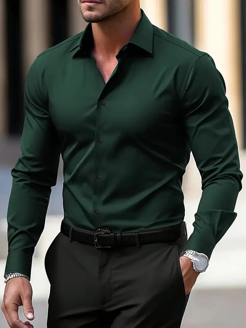 Men’s Formal Dress Shirt – Long Sleeve Ceremony Shirt – Classic Elegant Style for Events