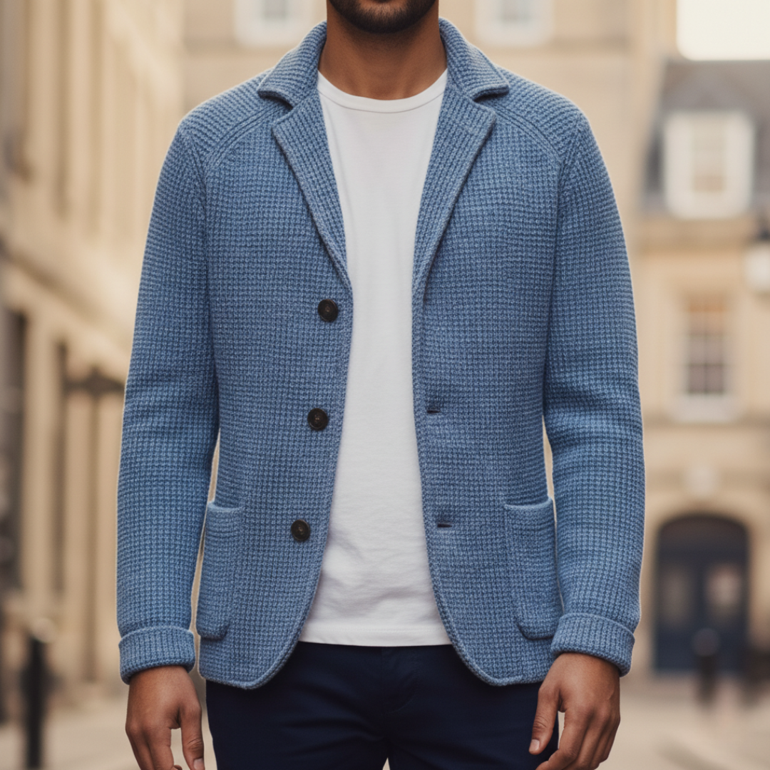 Men’s Honeycomb Knit Blazer – Tailored Soft Jacket | Italian Smart-Casual Elegance