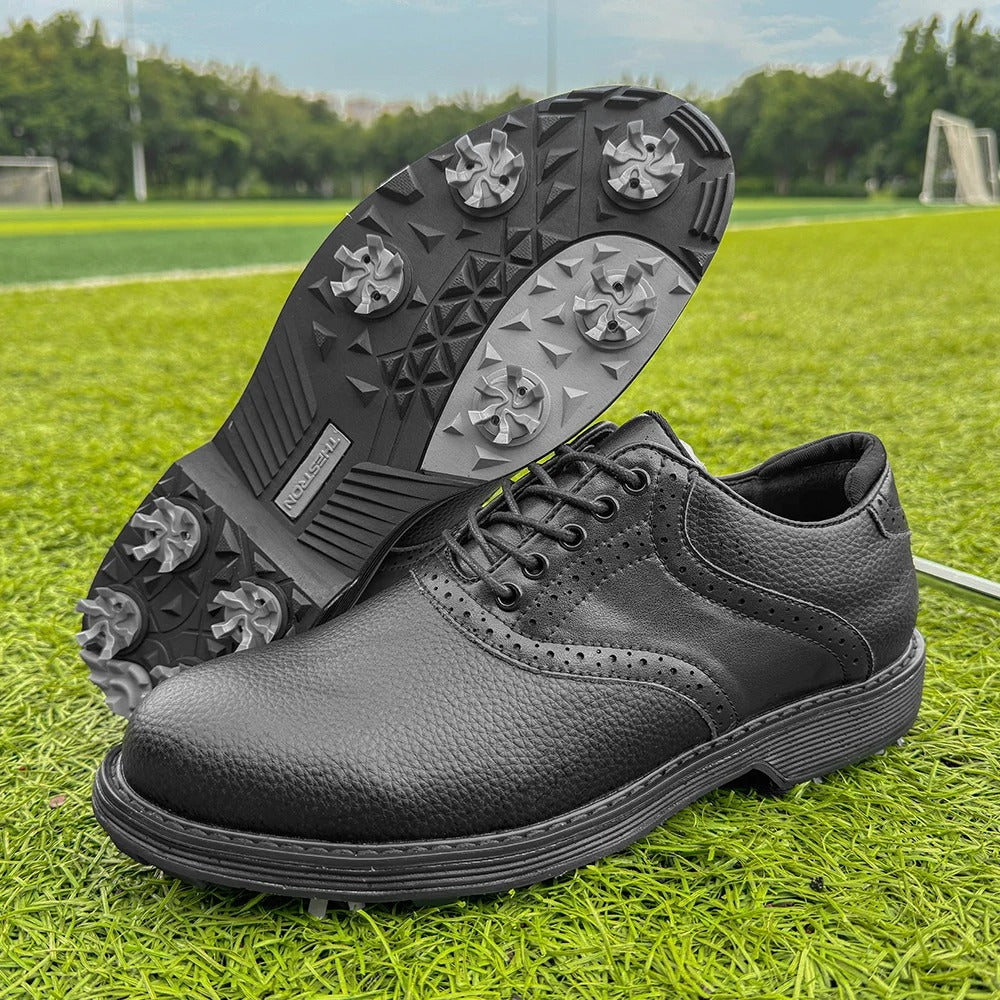 The Fairway Brogue Golf Sneakers – Men’s Leather Golf Shoes with Classic Wingtip Design