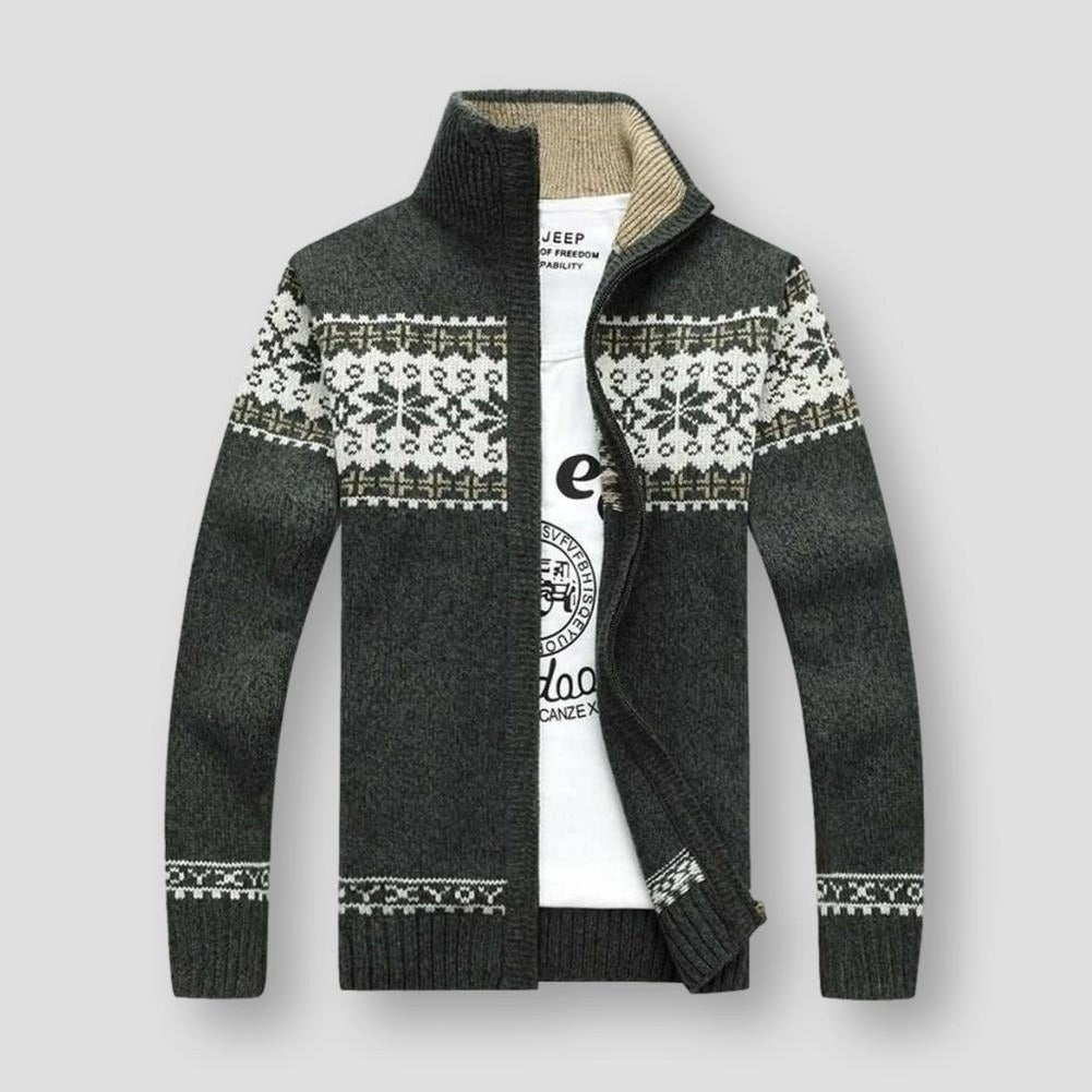 Sky Madrid Iceland Wool Zip Cardigan – Men’s Classic Knit Sweater with Zip Design