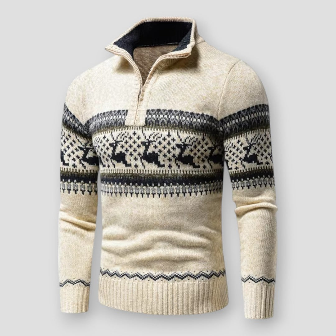 Sky Madrid Rocklin Knitted Zip Sweater – Men’s Classic Crew Neck Knit Pullover