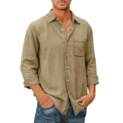 Men's Long Sleeve Denim Button Down Shirt