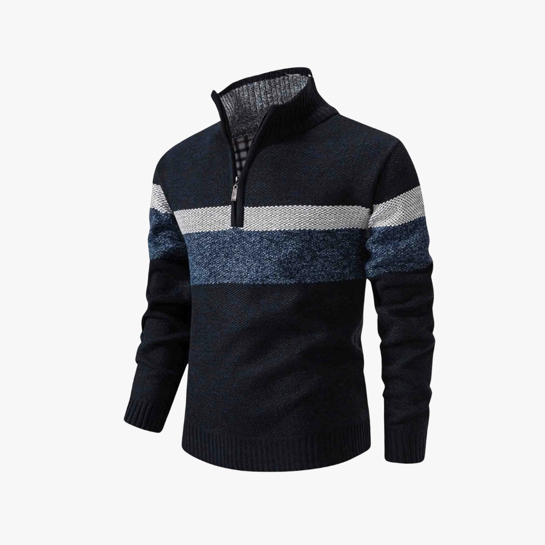 Oliver | Navy Men Knit Zipper Sweater