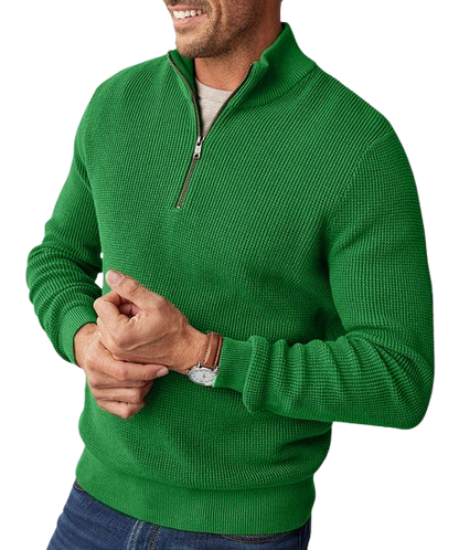 Gentleman's Waffle Half-Zip Knit Sweater