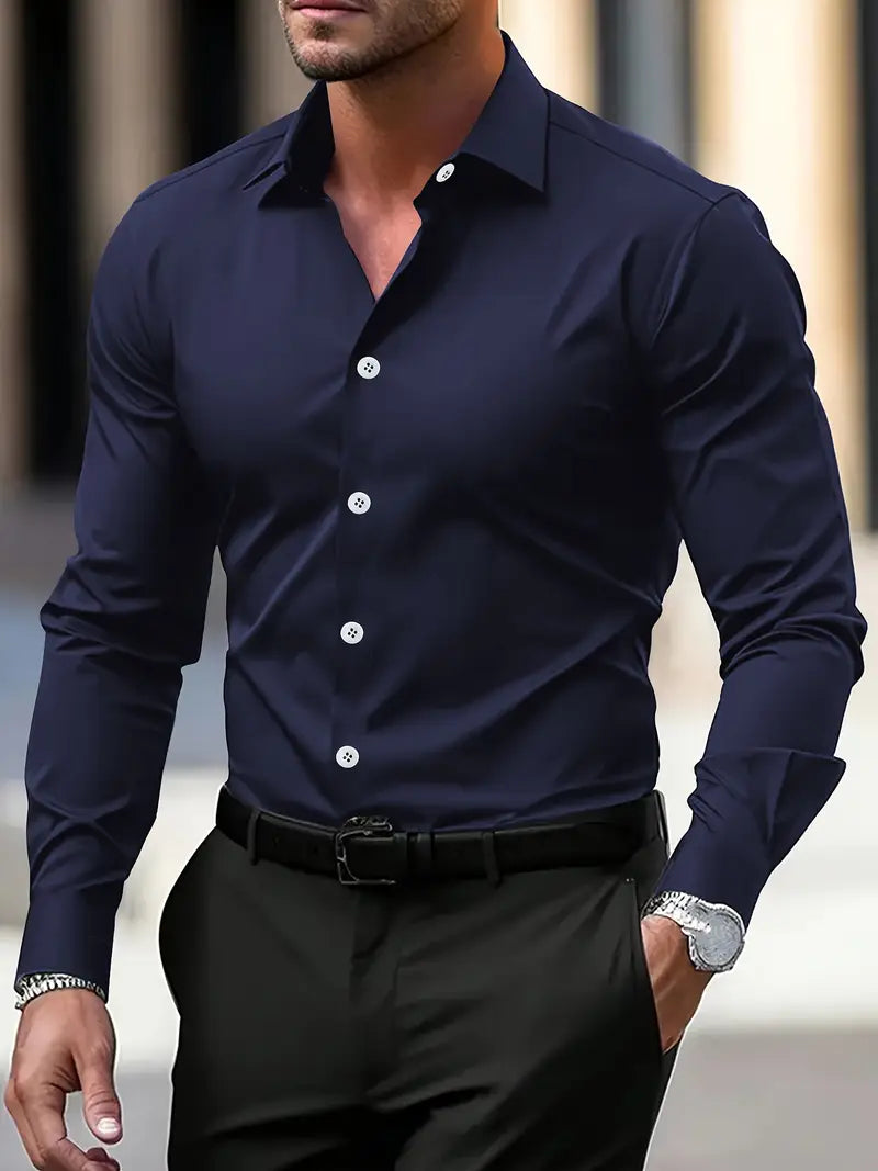 Men’s Formal Dress Shirt – Long Sleeve Ceremony Shirt – Classic Elegant Style for Events