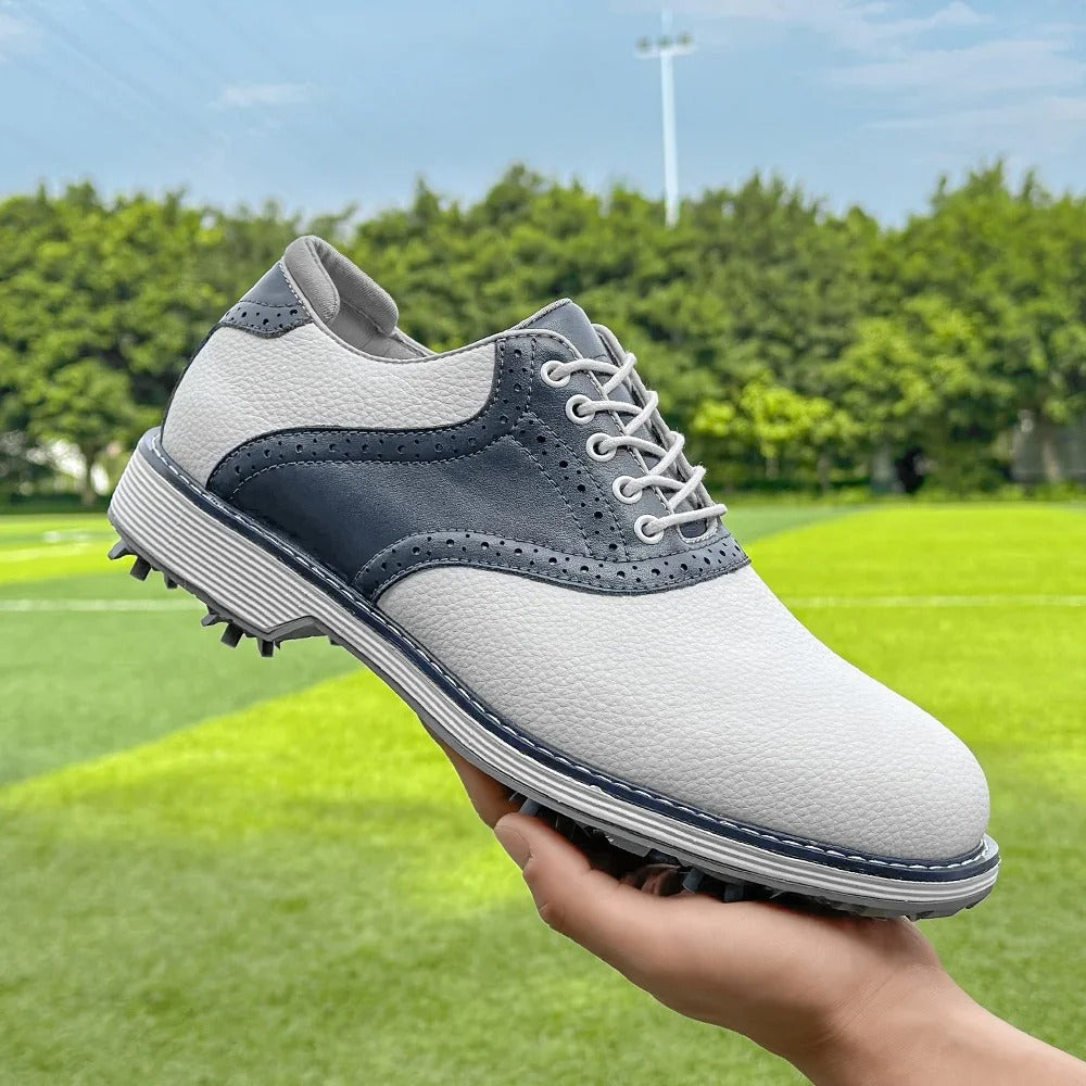 The Fairway Brogue Golf Sneakers – Men’s Leather Golf Shoes with Classic Wingtip Design