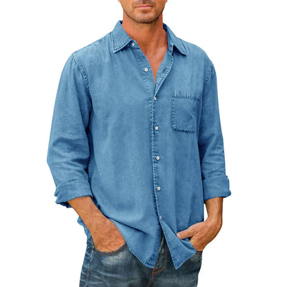 Men's Long Sleeve Denim Button Down Shirt