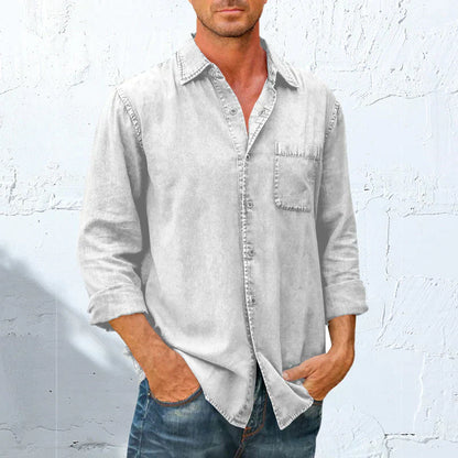 Men's Long Sleeve Denim Button Down Shirt