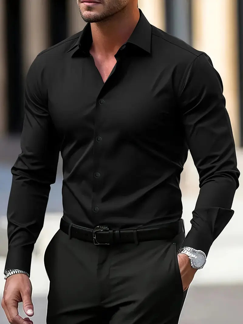 Men’s Formal Dress Shirt – Long Sleeve Ceremony Shirt – Classic Elegant Style for Events