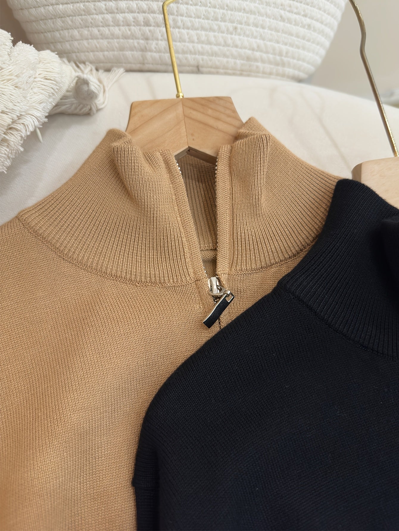 Men’s Burgundy High-Neck Zip-Up Sweater Jacket – Warm Knit Pullover