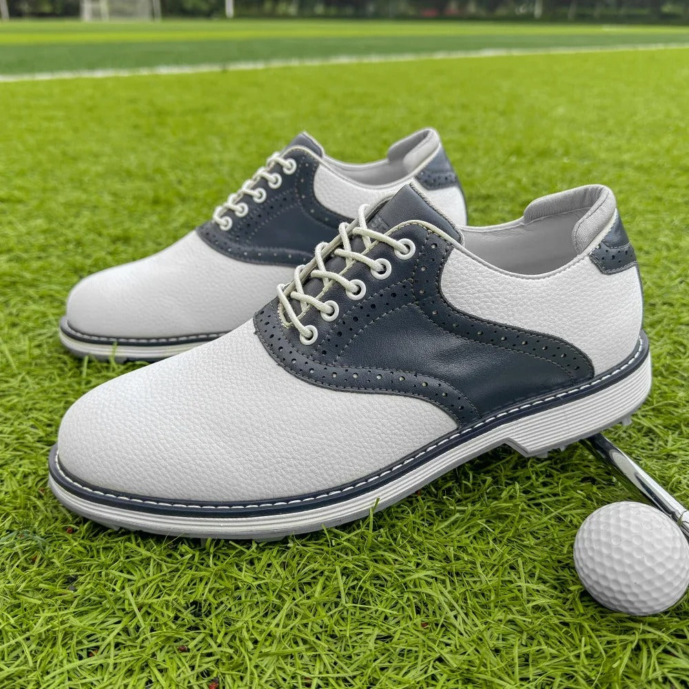 The Fairway Brogue Golf Sneakers – Men’s Leather Golf Shoes with Classic Wingtip Design