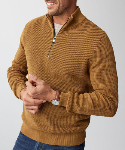 Gentleman's Waffle Half-Zip Knit Sweater