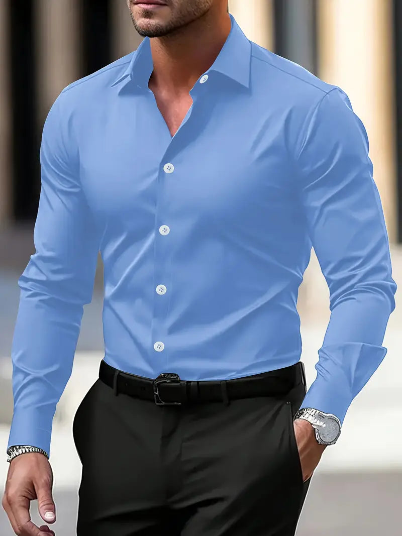 Men’s Formal Dress Shirt – Long Sleeve Ceremony Shirt – Classic Elegant Style for Events