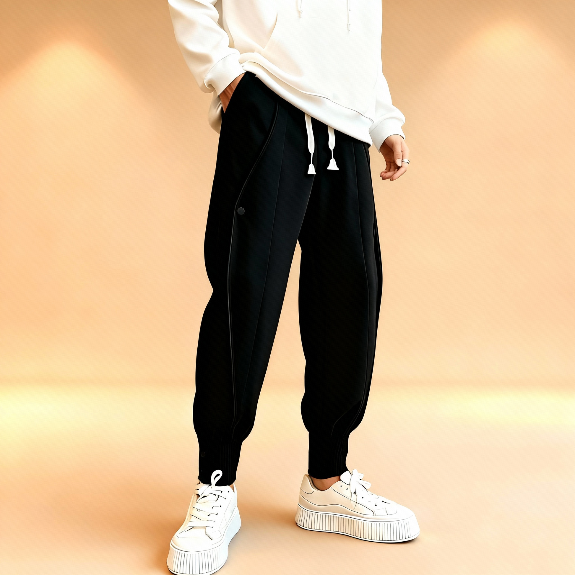 Wave Maker Ankle Cuff Men Drawstring Waist Joggers