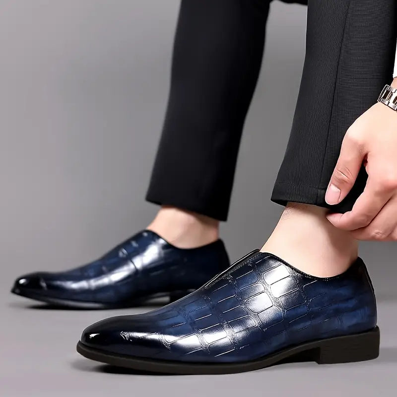 Spraykis | Men's Slip-On Business Casual Shoes – Low-Top Square Toe with Gradient Design