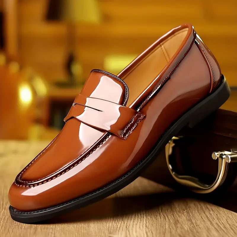 Clarence Glossy Men Durable Leather Loafers