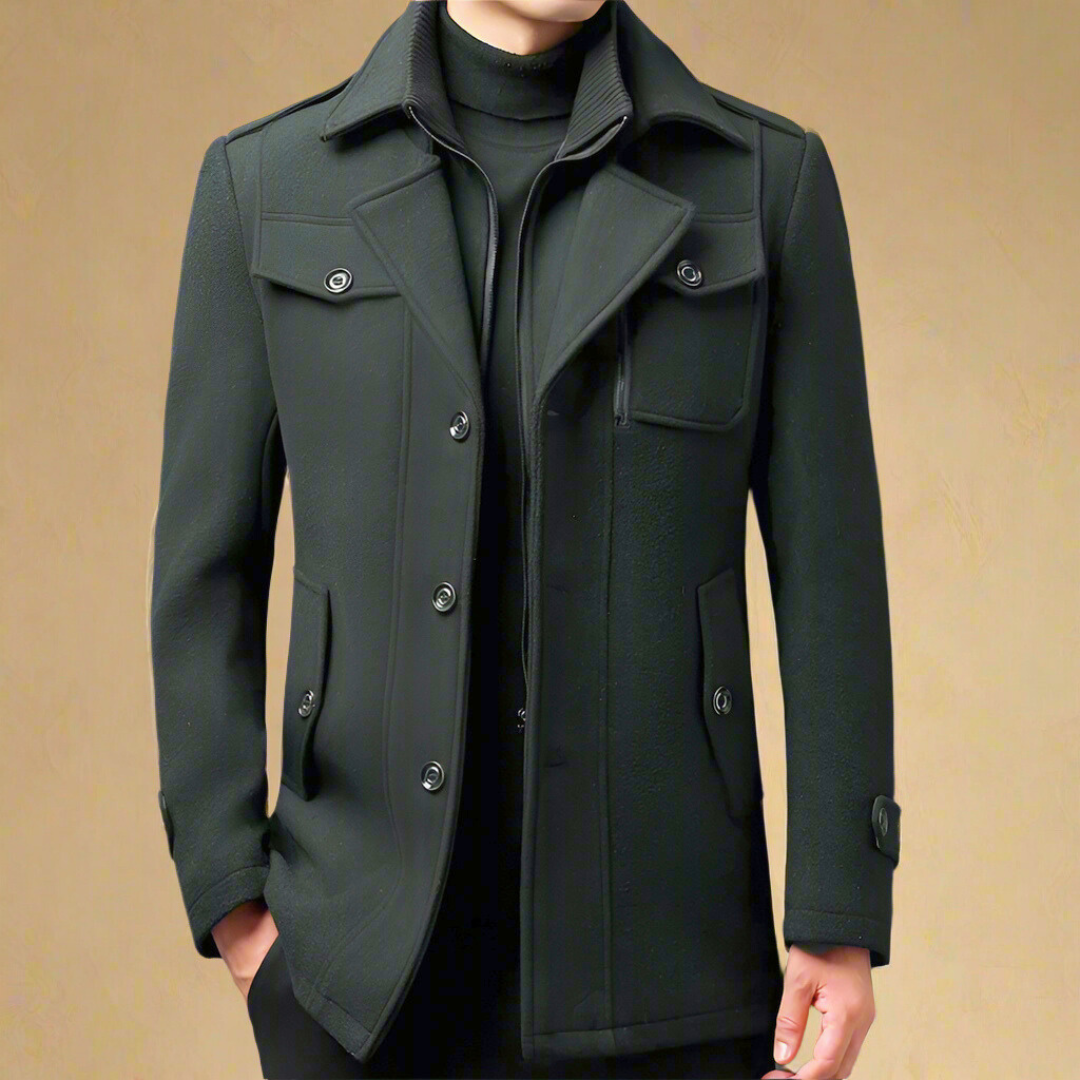 Massimo Men’s Trench Coat – Classic Long Overcoat | Timeless British Elegance