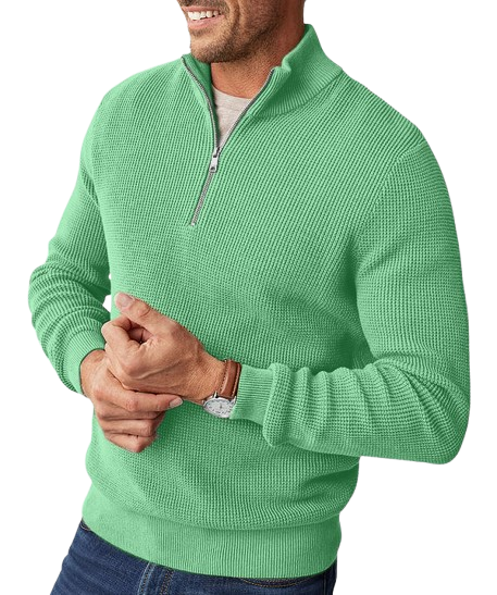 Gentleman's Waffle Half-Zip Knit Sweater